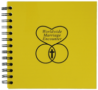 Marriage Encounter logo on yellow poly wirebound journal