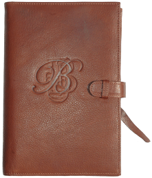 monogrammed British tan leather Forever journal